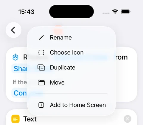 The Keep menu with Choose Icon selected on an iPhone.